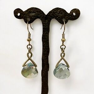 Aquamarine Blue Swarovski Crystals Silver Dangle Earrings